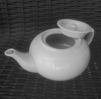 White Porcelain Tea Pot with the lid open
