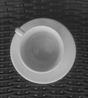 top view of a White Porcelain Tea Cup and Saucer
