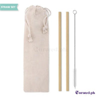 Wooden Reusable Large and Small Bamboo Straw With Brush and Pouch