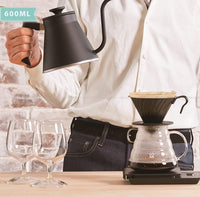 Hario V60 Glass Range Pour Over Clear Coffee Server In Use
