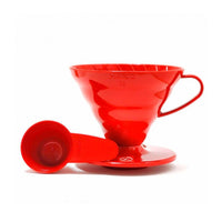 Red Hario V60 Plastic Dripping Cup with Measuring Spoon